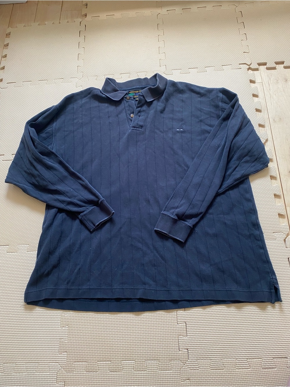 Alexander Julian Black Long-Sleeve Polo Shirt Size XL